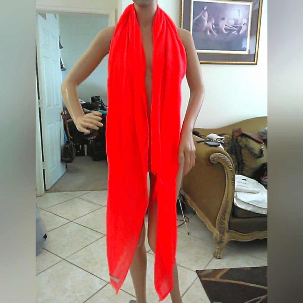 LARGE Abercrombie & Fitch Vibrant ORANGE WRAP/ BE CREATIVE (UNSURE OF MATERIAL)